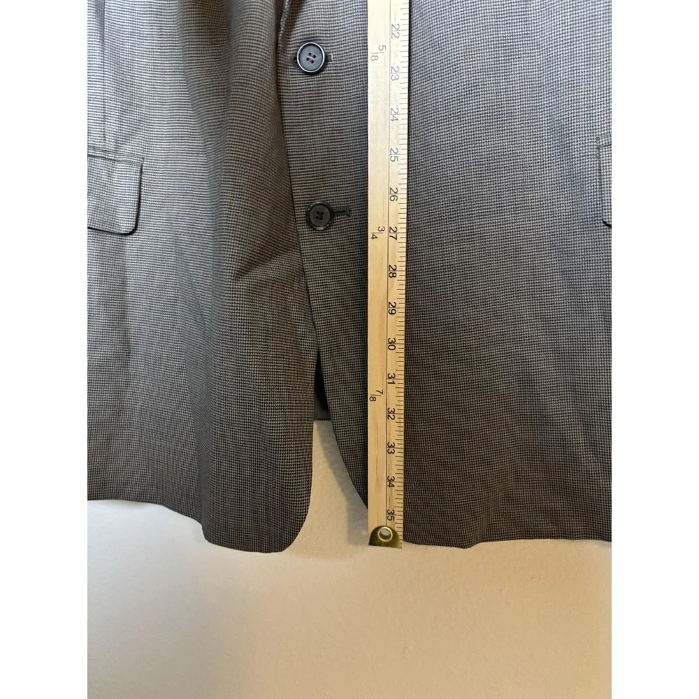 Hardy Amies Blazer Mens 60R Gray Wool Checkered Sport Coat Jacket Classic Formal